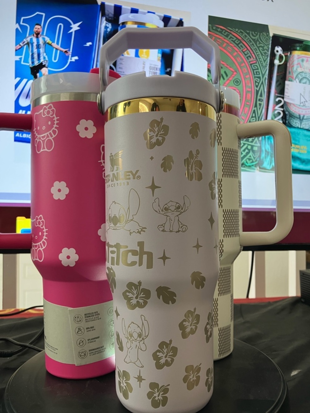 Stanley White & Gold  Floral 30 oz Flip Top Tumbler